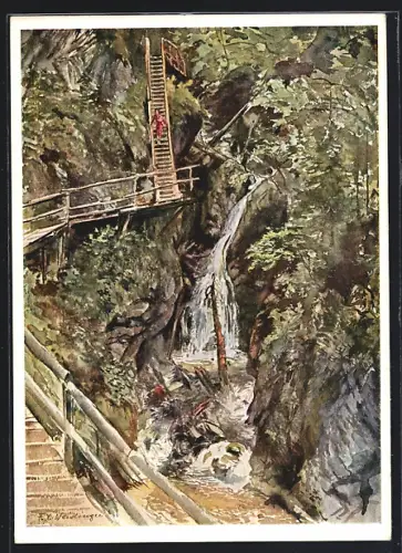 Künstler-AK Spital a. Pyhrn, Vogelsangklamm