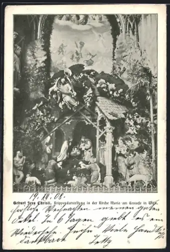 AK Wien, Kirche Maria am Gestade, Geburt Jesu Christi, Krippendarstellung