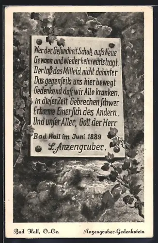 Künstler-AK Bad Hall /O.-Oe., Anzengruber-Gedenkstein