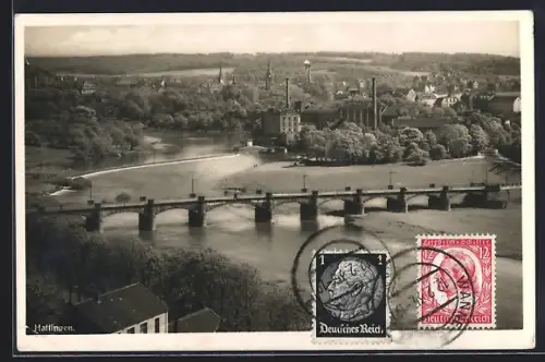AK Hattingen / Ruhr, Teilansicht mit Brücke