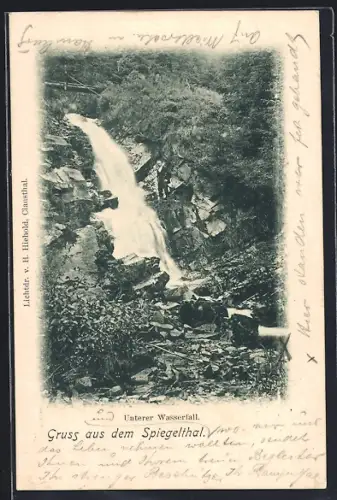 AK Wildemann, Spiegelthal, Der untere Wasserfall