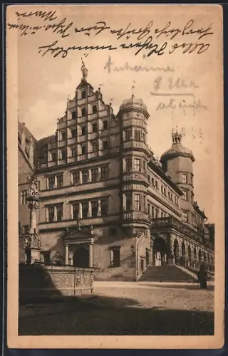 AK Rothenburg / o. Tbr., Rathaus mit Brunnen