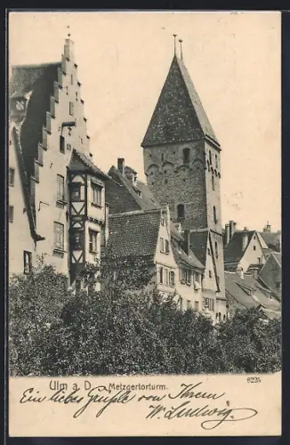 AK Ulm / Donau, Blick zum Metzgertorturm