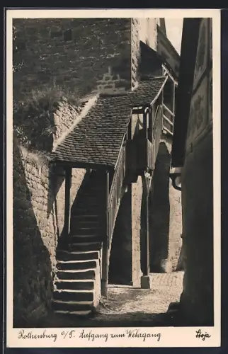 AK Rothenburg / o. Tbr., Aufgang zum Wehrgang