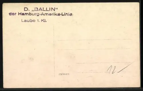 AK Passagierschiff Ballin, Laube 1. Klasse