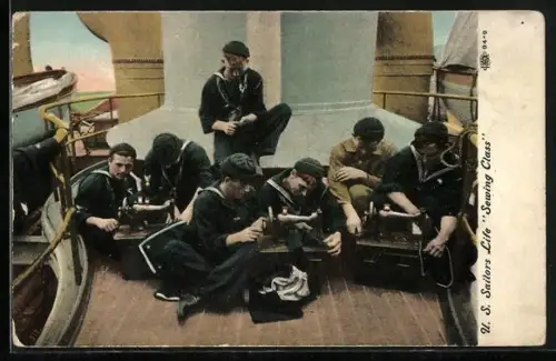 AK US Sailors Life, Sewing Class, Kriegsschiff
