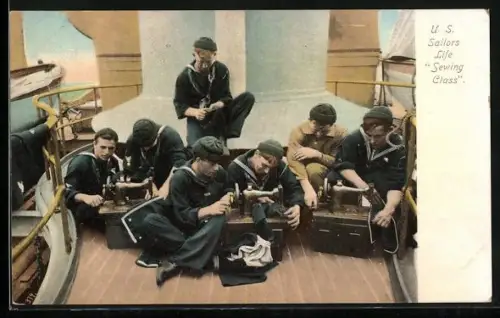 AK US Sailors Life, Sewing Class, Kriegsschiff