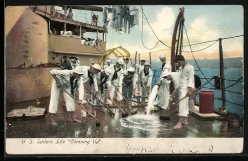 AK US Sailors Life, Cleaning Up, Kriegsschiff