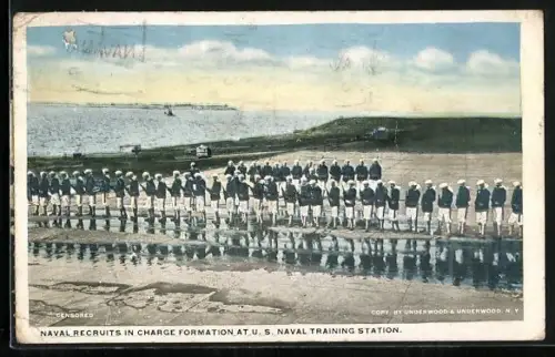 AK Naval Recruits in Charge Formation at US Naval Training Station