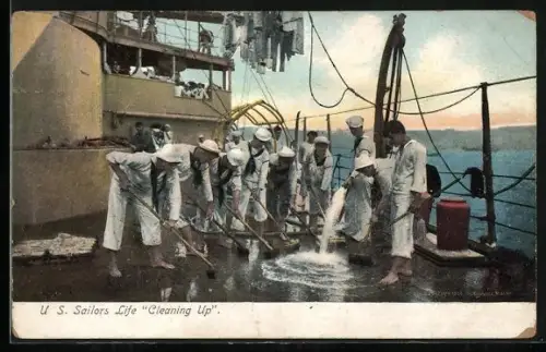 AK US Sailors Life, Cleaning Up, Kriegsschiff