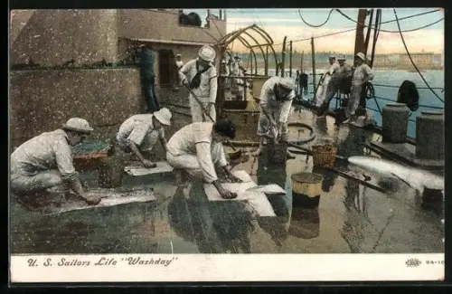 AK US Sailors Life, Washday, Kriegsschiff