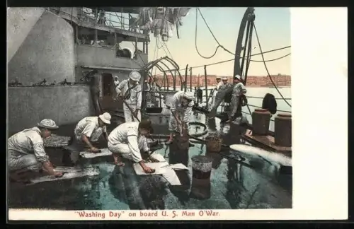 AK Washing Day on board US Man O`War, Kriegsschiff