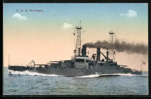 AK Kriegsschiff USS Michigan in Fahrt