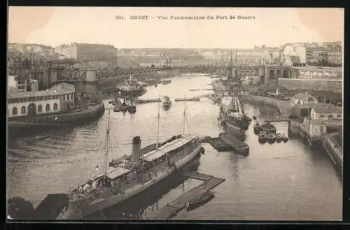 AK Brest, Vue Panoramique du Port de guerre, Kriegshafen