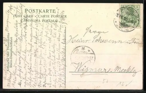 Künstler-AK Rheindampfer Undine vor dem Siebengebirge, Köln-Düsseldorfer Rheindampfschiffahrt