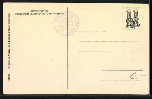 AK Dampfschiff Ludwig im Gewittersturm auf dem Starnberger See