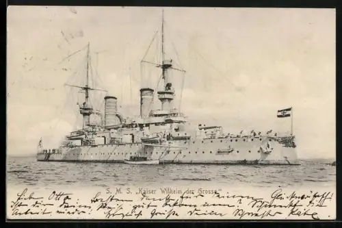 AK Kriegsschiff SMS Kaiser Wilhelm der Grosse auf See