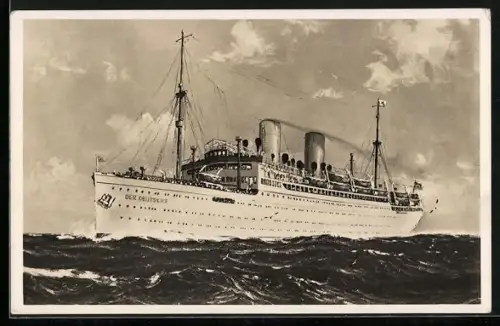 AK Passagierschiff Der Deutsche mit Passagieren an Deck