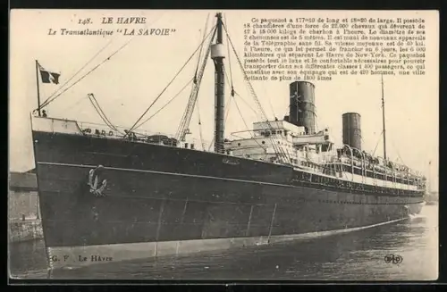 AK Passagierschiff La Savoie im Hafen