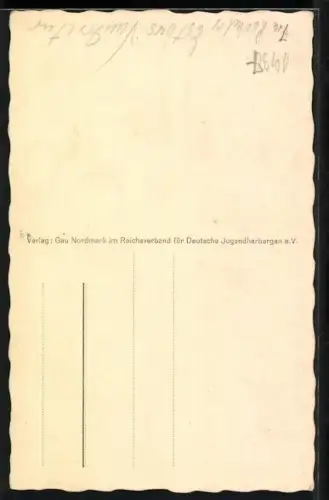 AK Hamburg, Die schwimmende Gross-Jugendherberge Hein Godenwind im Hafen gesehen, Segelschiff