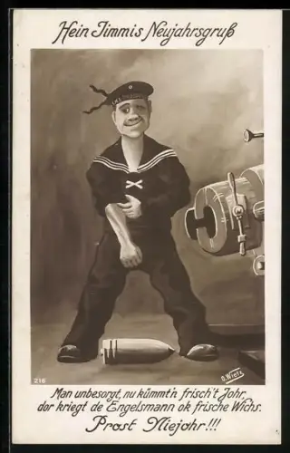 Künstler-AK Matrose am Geschütz