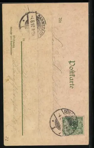 Lithographie Passagierschiff Prinz Heinrich auf See