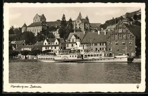 AK Meersburg am Bodensee, Teilansicht und Dampfer Stadt Meersburg