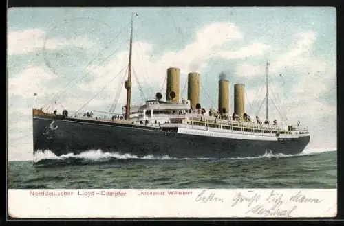 AK Dampfer Kronprinz Wilhelm, Passagierschiff des Norddeutschen Lloyd Bremen