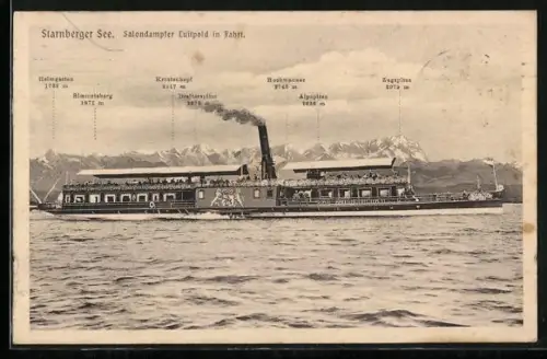 AK Salondampfer Luitpold auf dem Starnberger See