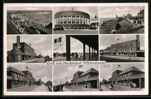 AK Wilhelmshaven, Ortpartien am Strand, Promenade und Gebäude, e
