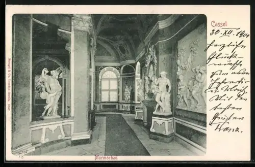 AK Cassel, Marmorbad mit Statuen