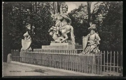 AK Warschau-Warszawa, Partie am Sobiesky Denkmal