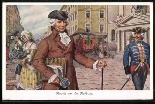 AK Wien, Komponist Joseph Haydn vor der Hofburg