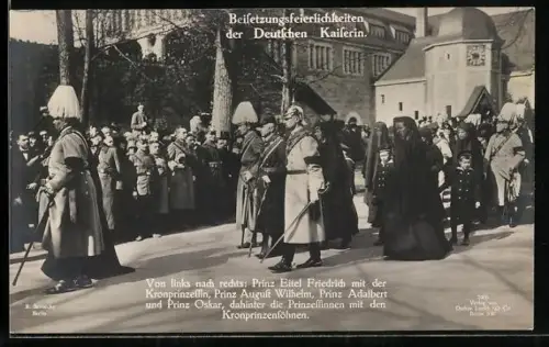 AK Trauerzug d.Kaiserin Auguste Victoria v. Preussen, Prinz August Wilhelm, Prinz Eitel Friedrich, Prinz Adalbert nebst F
