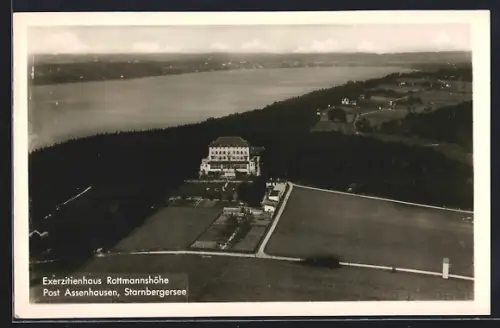 AK Assenhausen / Starnberger See, Exerzitienhaus Rottmannshöhe aus der Vogelschau