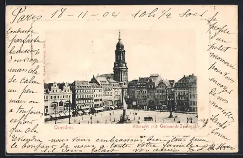 AK Dresden, Altmarkt mit Germania-Denkmal