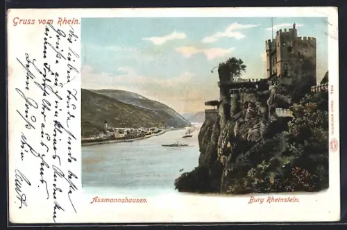 Künstler-AK Assmannshausen /Rhein, Burg Rheinstein