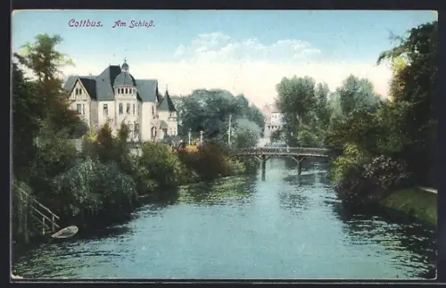 AK Cottbus, Am Schloss mit Brücke