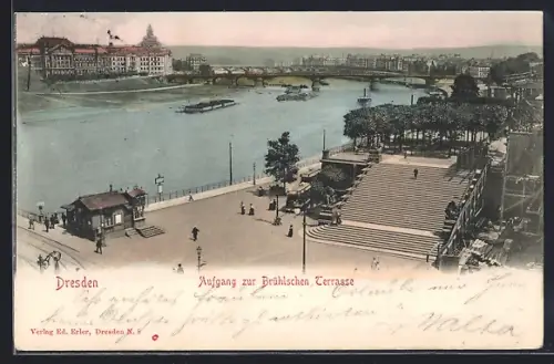 AK Dresden, Aufgang zur Brühlschen Terrasse