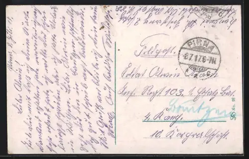 AK Pirna a. d. Elbe, Uferpartie mit Schloss