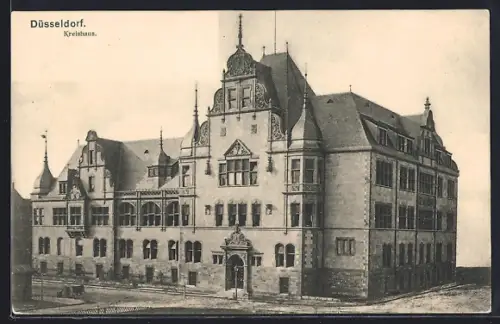AK Düsseldorf, Kreishaus mit Strasse