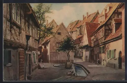 AK Weinheim / Bergstrasse, Blick in die Gerberbachstrasse