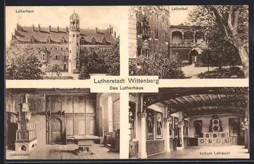 AK Wittenberg / Lutherstadt, Lutherhaus, Innenansichten Lutherstube u. Luthers Lehrstuhl