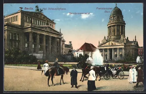 AK Berlin, Kgl. Schauspielhaus und Französischer Dom am Gendarmenmarkt