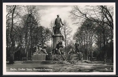 AK Berlin, Grosser Stern, Bismarck-Denkmal