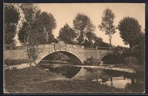 Künstler-AK Mariental / Erfurt, Partie an der Brücke