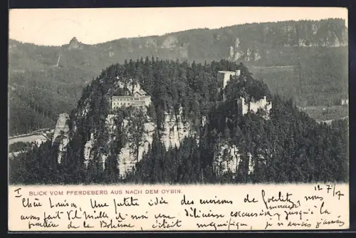 AK Oybin, Pferdeberg, Blick nach dem Oybin