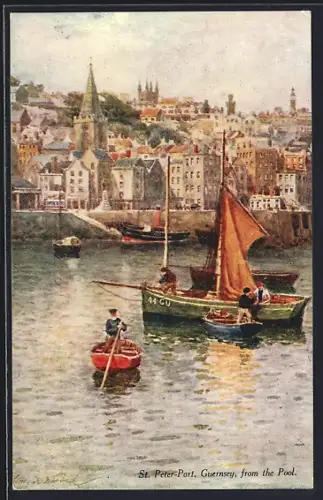 Künstler-AK St. Peter-Port /Guernsey, View from the Pool