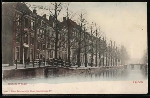 AK Leiden, Hopital- Wallon mit Fluss