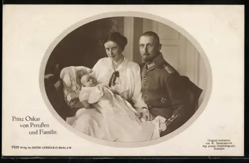 AK Prinz Oskar von Preussen in Uniform & Familie